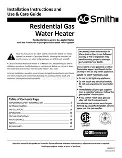AO Smith GCG-50 Installation Instructions and Use & Care Guide
