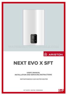 Ariston Next Evo X 16 SFT User's Manual, Installation and Servicing Instructions