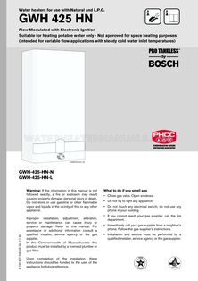 Bosch GWH 425 HN Owner's Manual and Installation Instructions