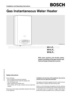 Bosch W18 Installation and Operating Instructions