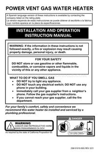 Bradford White RG1PV50S6X Installation and Operation Instruction Manual